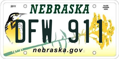 NE license plate DFW911
