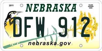 NE license plate DFW912