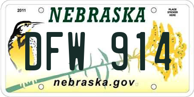 NE license plate DFW914