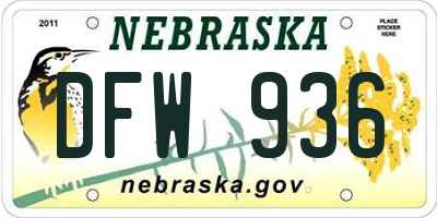 NE license plate DFW936