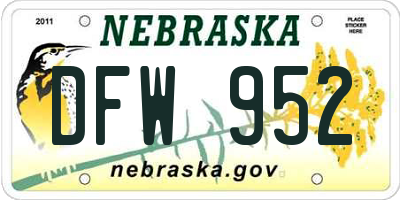 NE license plate DFW952