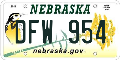 NE license plate DFW954