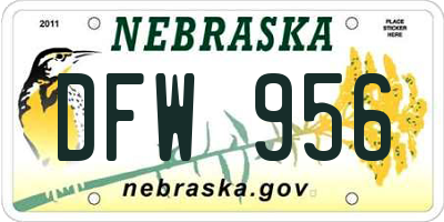 NE license plate DFW956