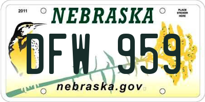 NE license plate DFW959