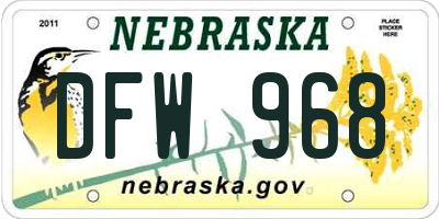 NE license plate DFW968