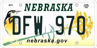 NE license plate DFW970