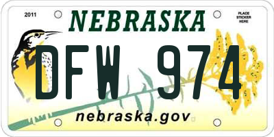 NE license plate DFW974