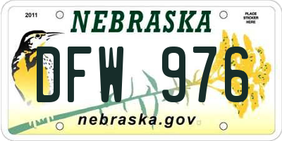 NE license plate DFW976