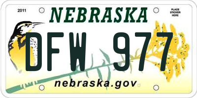 NE license plate DFW977