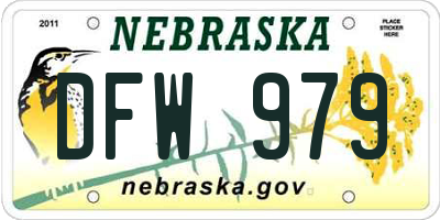 NE license plate DFW979
