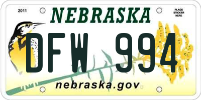 NE license plate DFW994