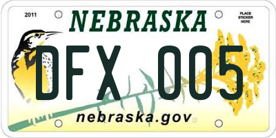 NE license plate DFX005