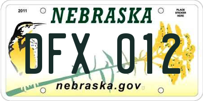 NE license plate DFX012