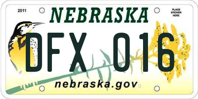 NE license plate DFX016