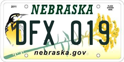 NE license plate DFX019