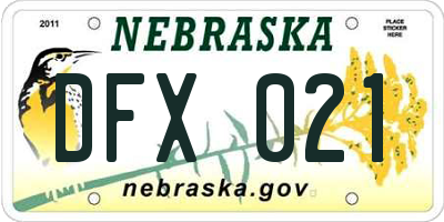 NE license plate DFX021