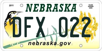 NE license plate DFX022