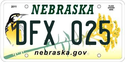 NE license plate DFX025