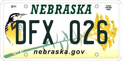 NE license plate DFX026