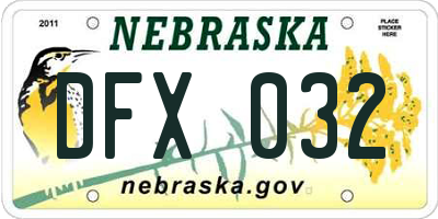 NE license plate DFX032