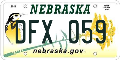 NE license plate DFX059