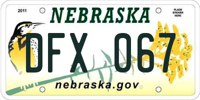 NE license plate DFX067