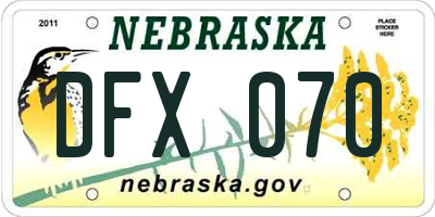 NE license plate DFX070