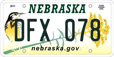 NE license plate DFX078