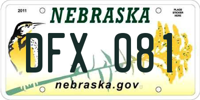 NE license plate DFX081