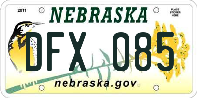 NE license plate DFX085