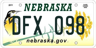 NE license plate DFX098