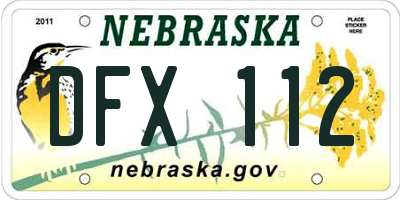 NE license plate DFX112