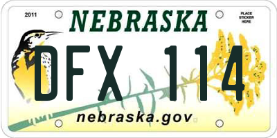 NE license plate DFX114