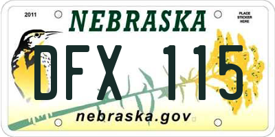 NE license plate DFX115