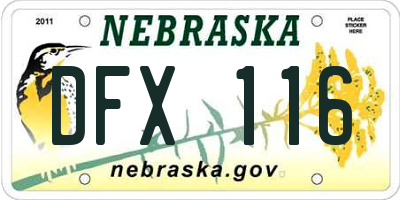 NE license plate DFX116