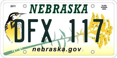 NE license plate DFX117