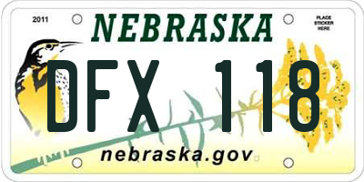 NE license plate DFX118