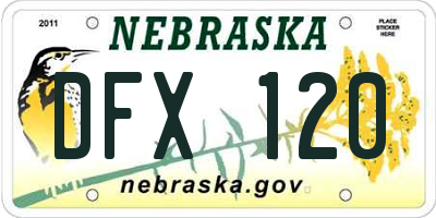 NE license plate DFX120