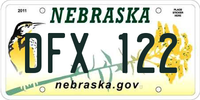 NE license plate DFX122