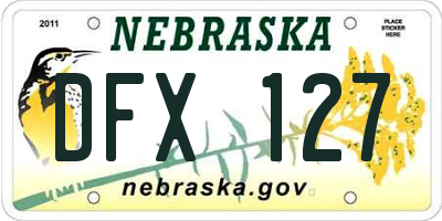 NE license plate DFX127