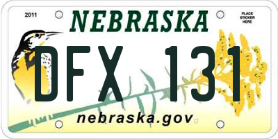 NE license plate DFX131