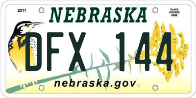NE license plate DFX144