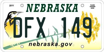 NE license plate DFX149