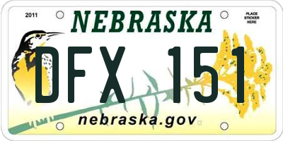 NE license plate DFX151