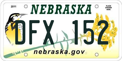 NE license plate DFX152