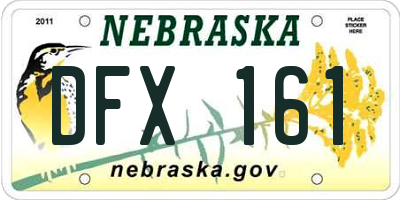 NE license plate DFX161