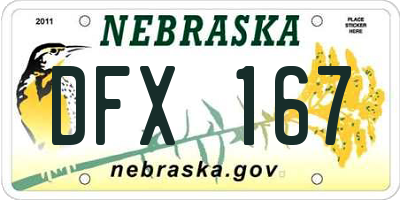 NE license plate DFX167