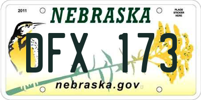NE license plate DFX173