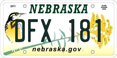 NE license plate DFX181
