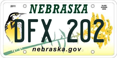 NE license plate DFX202